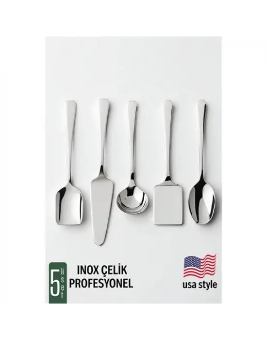 Modacar Amerikan Tip Servis Seti 5 Parça - Profesyonel Paslanmaz Çelik Çeyiz Seti