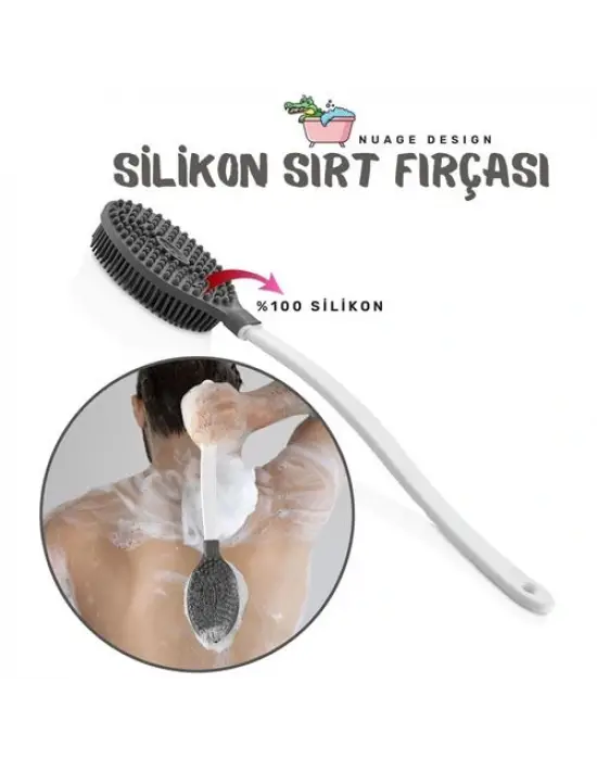 Modacar Banyo Sırt Fırçası Silikon Nuage Design GRİ