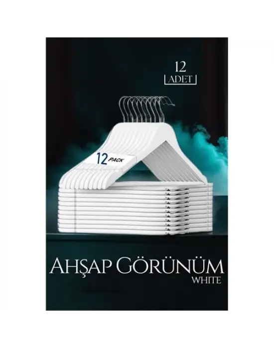 Omarı Şık Ahşap Görünümlü 12li Askı Seti