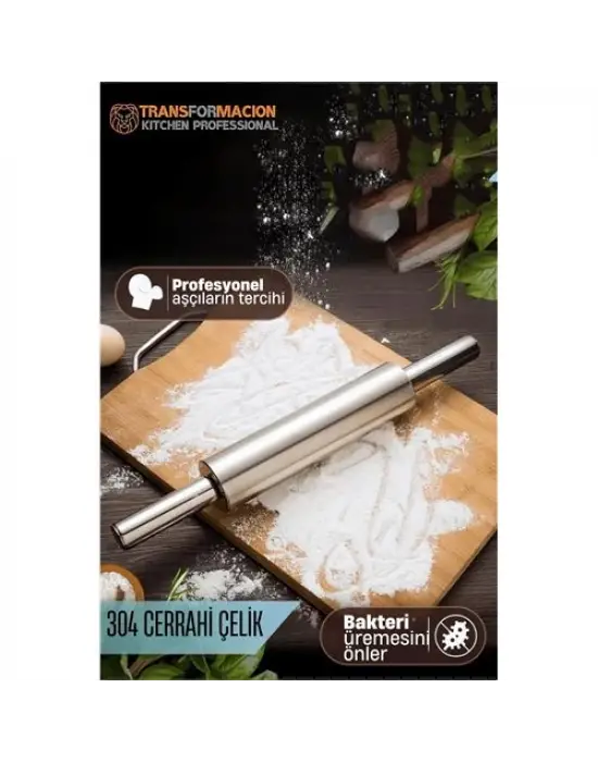 Omarı Profesyonel Paslanmaz Çelik Hamur Açma Merdanesi