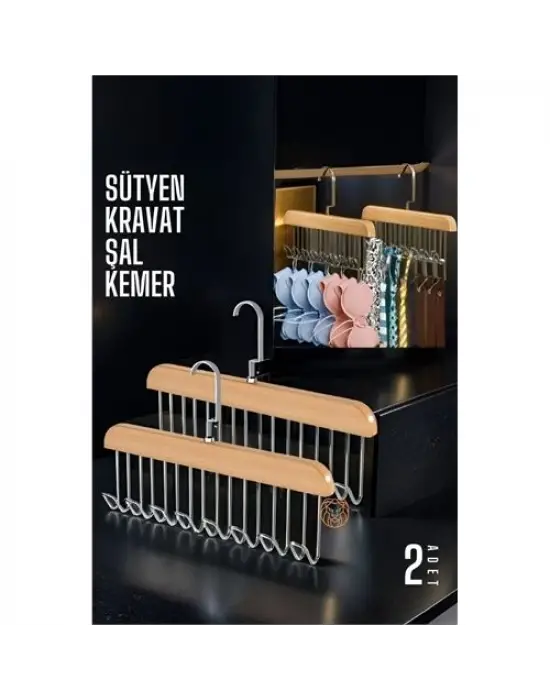 Omarı Derli Toplu Dolap Düzeni İçin Çok Fonksiyonlu Askı Seti