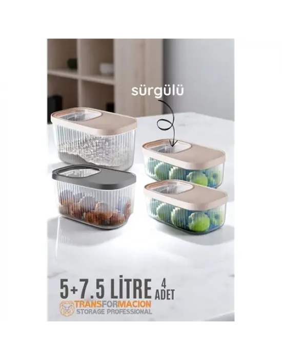 Omarı Saklama Kabı Sürgülü Kapaklı Çoklu Litre Seçenekleri