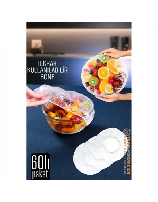 Modacar Esnek Kase Bonesi – 60 Adet, 25 cm’e Kadar Uyumlu, Tekrar Kullanılabilir Tabak Bone