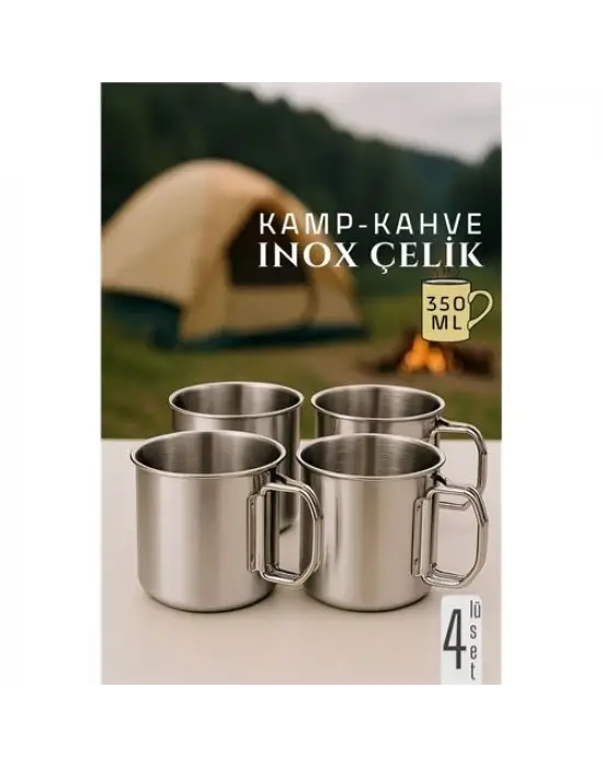 Modacar Inox Çelik Kamp Kupası - Kamp Bardağı 350 ml 4 LÜ SET