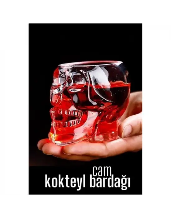 Omarı Kurukafa Desenli ModaCar Kokteyl Bardağı