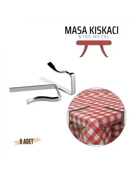 Omarı Metal Masa Kelepçesi - Masa Örtüsü Sabitleyici - 8 Adet