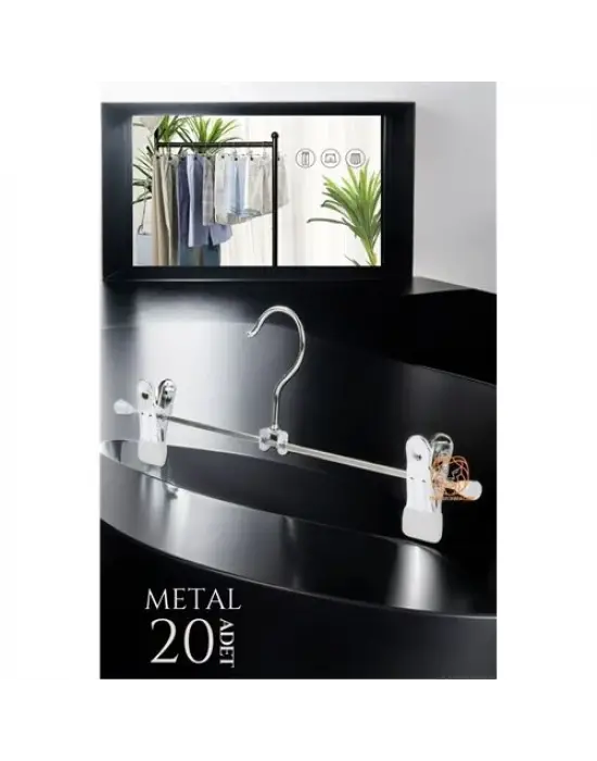 Omarı Metal Etek Askısı - Mandallı Pantolon Askısı Seti