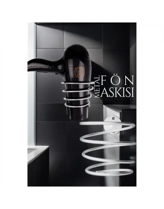 Omarı Metal Fön Askısı KROM - Pratik ve Şık Fön Desteği