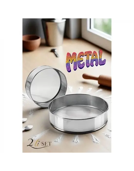 Omarı Metal Elek Seti - 15 ve 24 cm Boylarında Pratik Un Eleği Seti