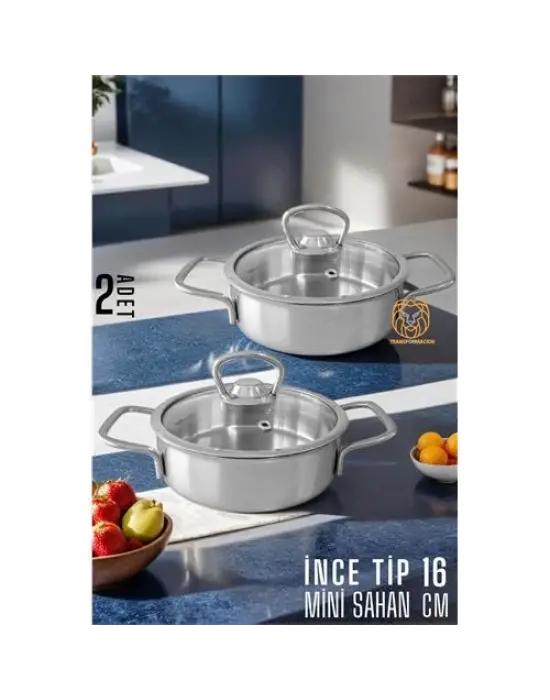Omarı Çelik Mini Kapaklı Sahan Tencere Seti - 16 cm
