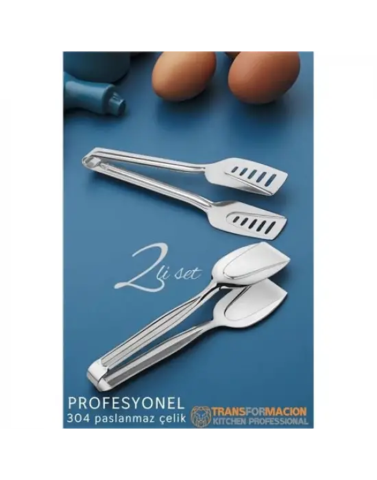 Omarı Paslanmaz Çelik Çok Amaçlı Mutfak Maşa Seti - Makarna Pasta Salata