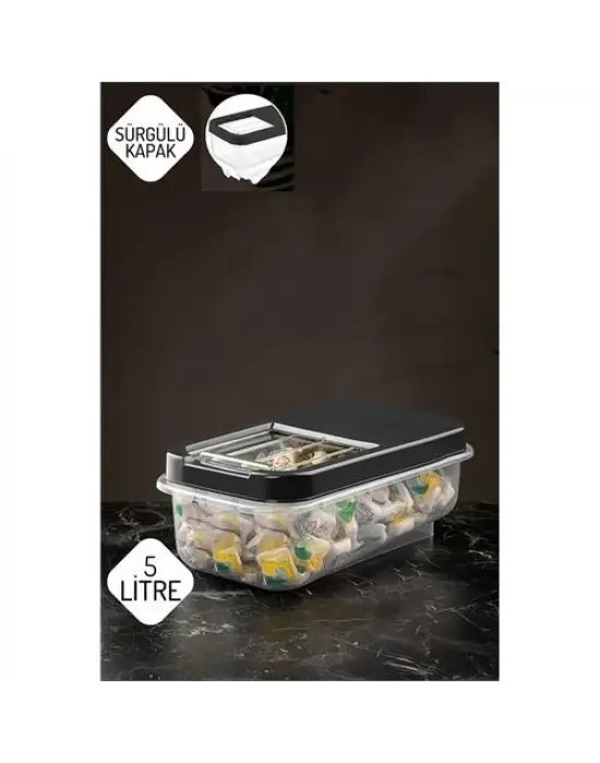 Omarı Pratik 5 lt Tablet ve Deterjan Saklama Kutusu - ANTRASİT Renkli