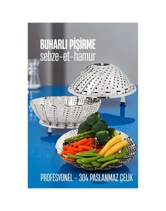 Omarı Buharda Sebze Pişirme Sepeti - Pratik Paslanmaz Çelik Aparatı