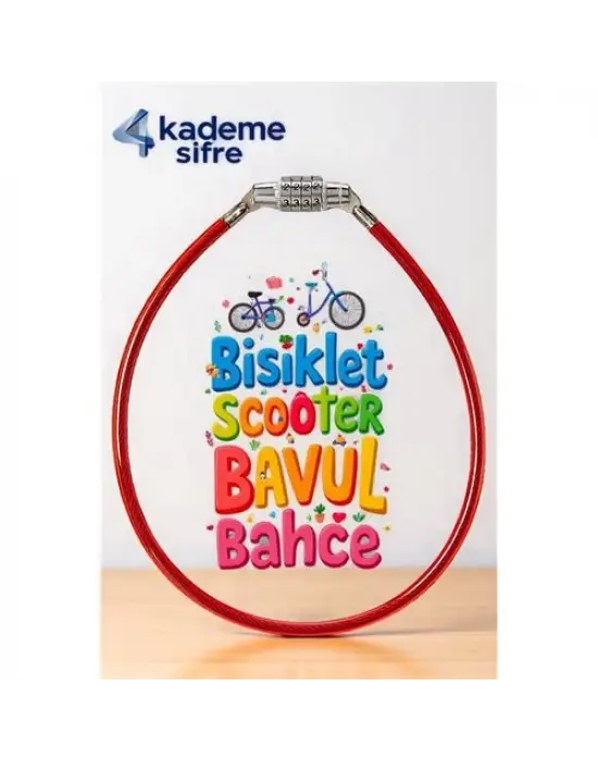 Modacar Şifreli Bisiklet Kilidi - 4 Kademe Şifreli Kablo Kilit - 50 cm Bavul Kilidi