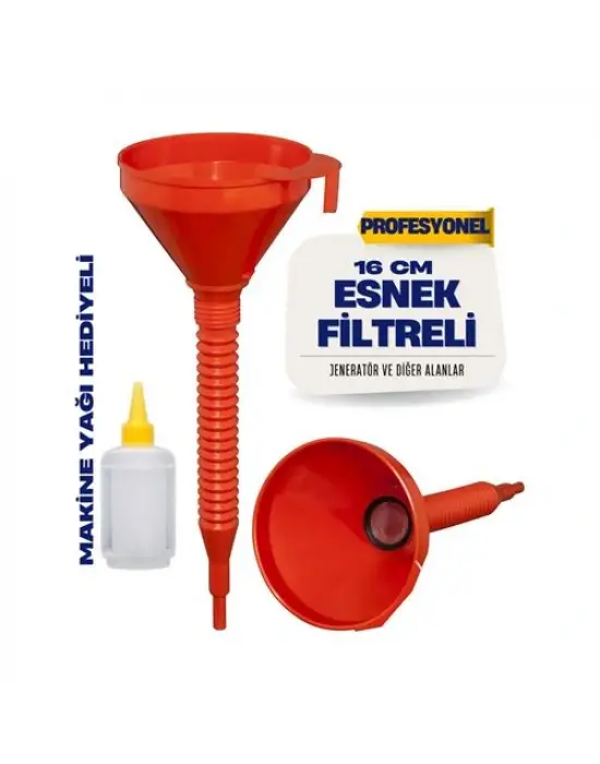 Modacar Süzgeçli Yakıt Boşaltma Hunisi 16 cm Esnek Hortumlu Filtreli Huni – Jeneratör, Motor ve Sıvı Aktarımı İçin 711688