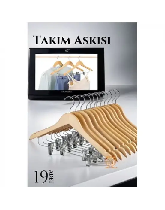 Omarı Pratik ve Şık Takım Askısı Seti 19 Parça