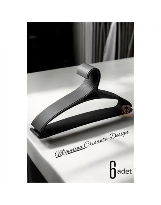 Modacar Tasarım Askı Seti 6 ADET Elbise Askısı M.Crisanta SİYAH