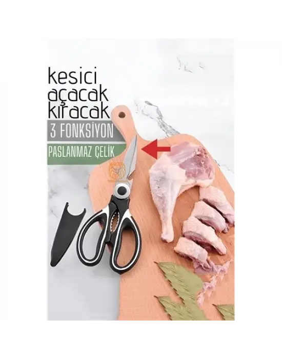 Omarı Çelik Mutfak Makası - Açacak, Kesici ve Kırıcı Özellikli