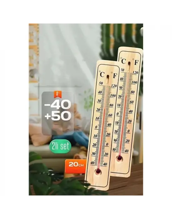 Omarı Ahşap Duvar Termometresi Seti