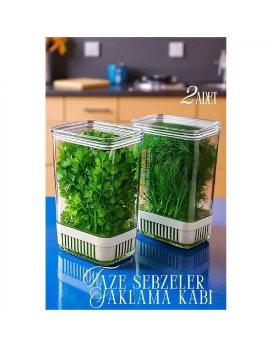 Omarı Taze Yeşillikler İçin Pratik Saklama Çözümü - 2li Set