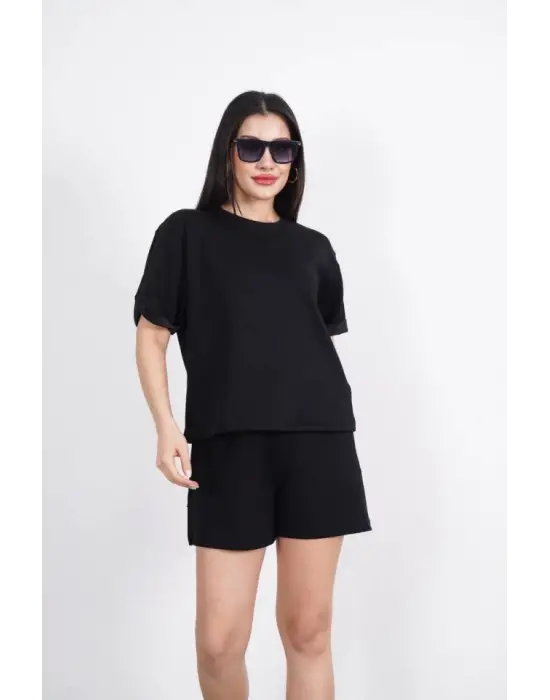 Omarı Modal Kumaşlı Bisiklet Yaka Takım - Siyah