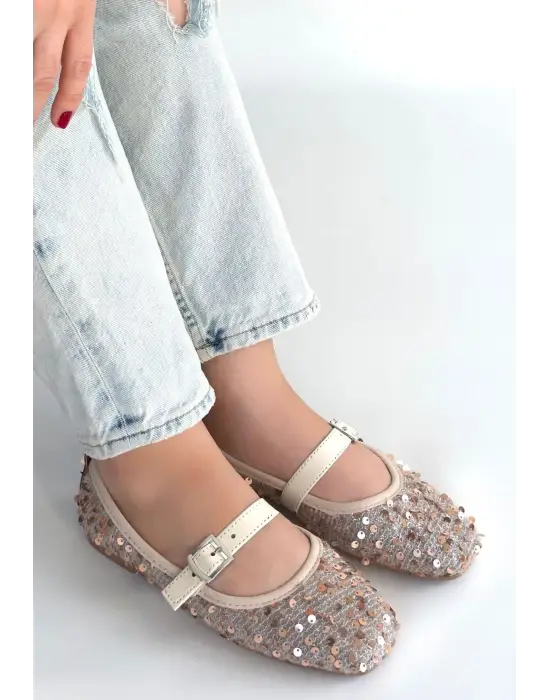 Moden Bej Süet Babae Ayakkabı