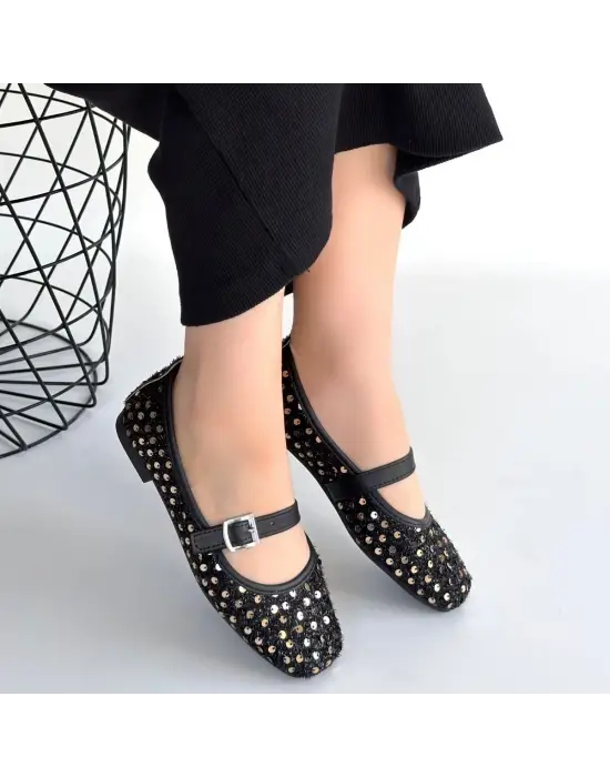 Moden Siyah Süet Babae Ayakkabı