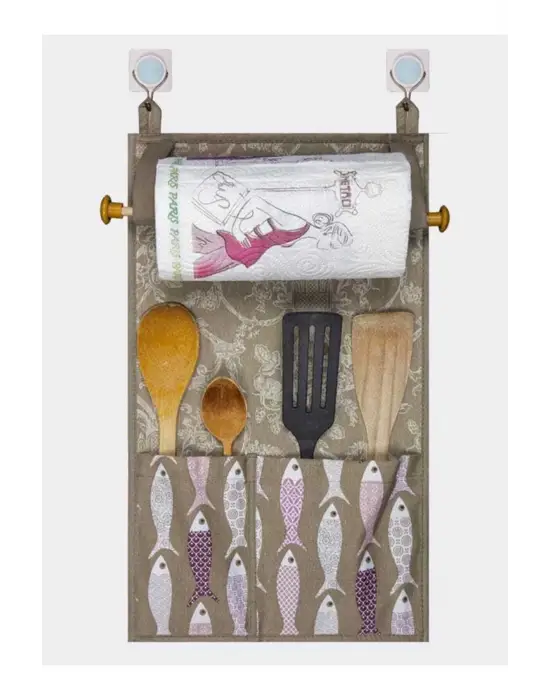 Omarı Ahşap Kulplu Mutfak Peçete Askılığı Ve Kaşıklık