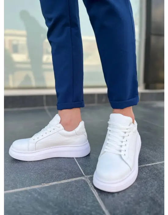 Modern Beyaz Deri Erkek Ayakkabı