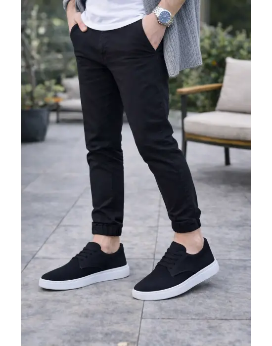 Modern Erkek Bağcıklı Triko Ayakkabı - Beyaz