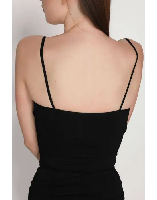 Modern İnce Askılı Siyah Atlet