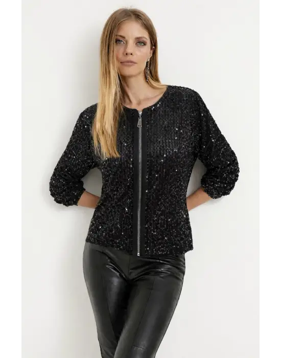 Modern Kadın Kısa Pulpayet Ceket