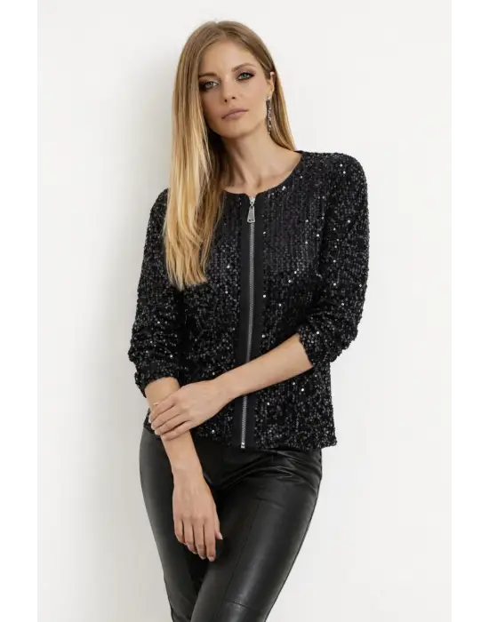 Modern Kadın Kısa Pulpayet Ceket