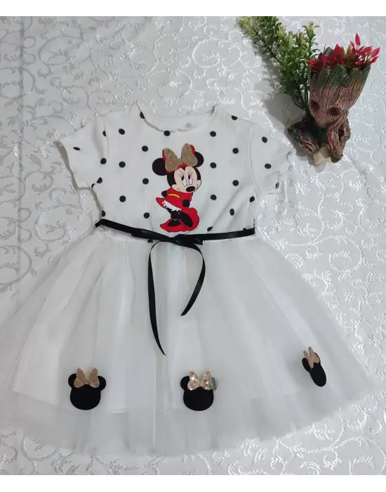 Modern Mickey Baskılı Kız Bebek Tütü Elbisesi