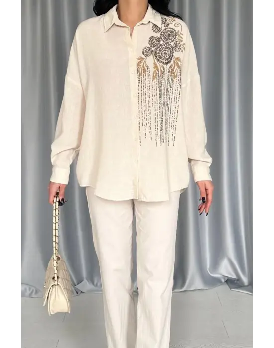 Omarı Zarif Nakışlı Bedensiz Gömlek