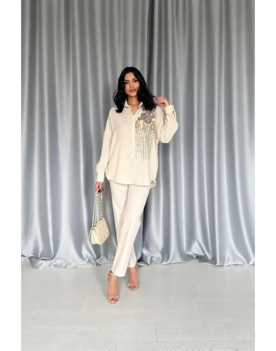 Omarı Zarif Nakışlı Bedensiz Gömlek