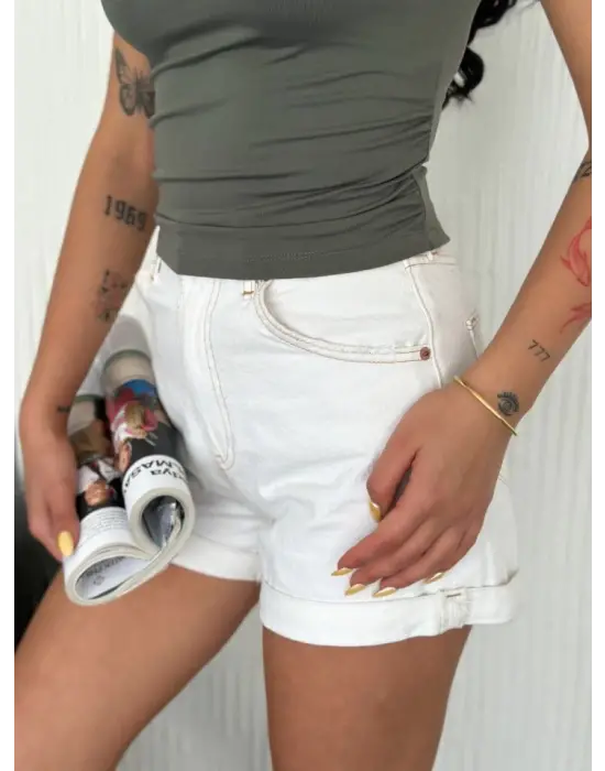 Omarı Yumuşak Dokulu Modal Bluz - Haki Omuz Tokalı