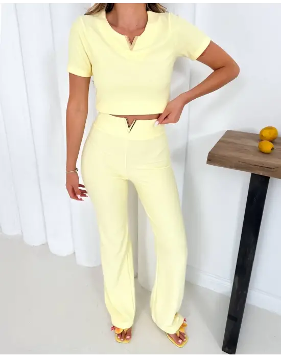 Omarı Modern V Aksesuarlı Sarı Ottoman Takımı