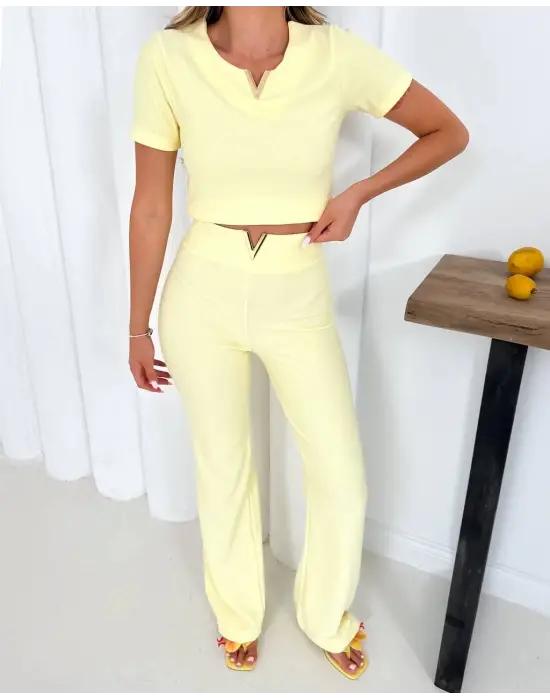 Omarı Modern V Aksesuarlı Sarı Ottoman Takımı