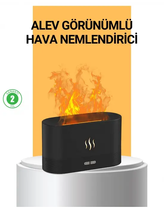 Modern Tasarımlı Alev Efektli Led Aromaterapi Hava Nemlendirici