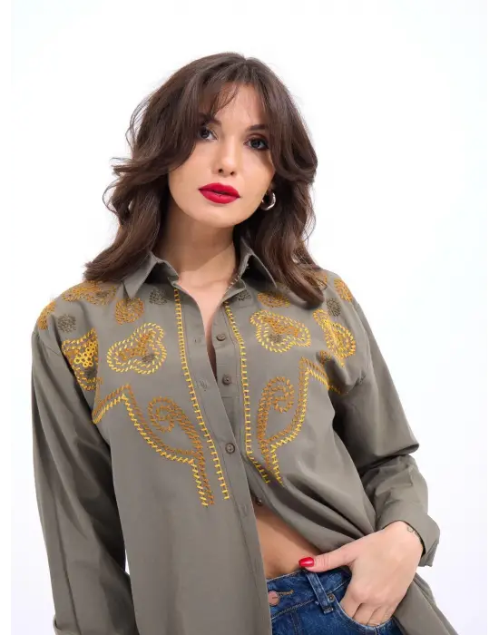 Omarı Denim Desenli Gömlek - Çarpıcı Tasarım ve Kalite