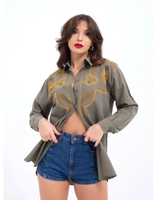 Omarı Denim Desenli Gömlek - Çarpıcı Tasarım ve Kalite