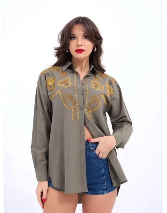 Omarı Denim Desenli Gömlek - Çarpıcı Tasarım ve Kalite