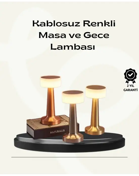 Modern Usbli Kablosuz Masa Lambası – Minimalist Tasarım, 3 Farklı Parlaklık