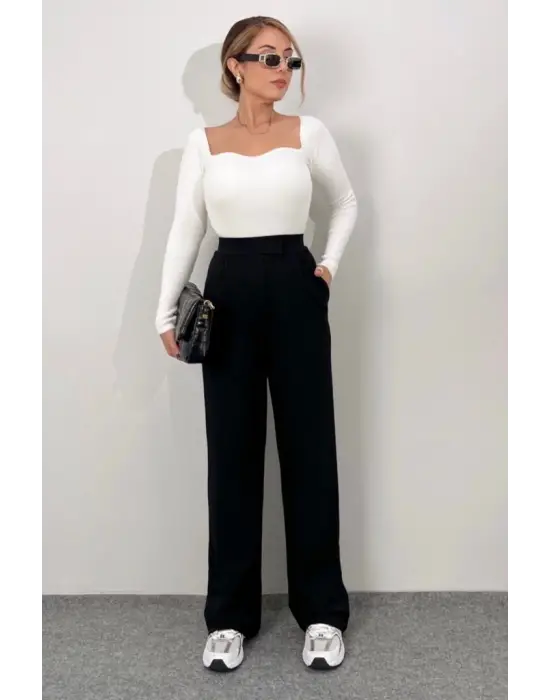 Modern Yüksek Bel Cırt Kapama Pantolon