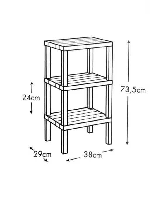 Omarı 3 Katlı Siyah Modüler Raf - Kullanışlı ve Şık Depolama Çözümü