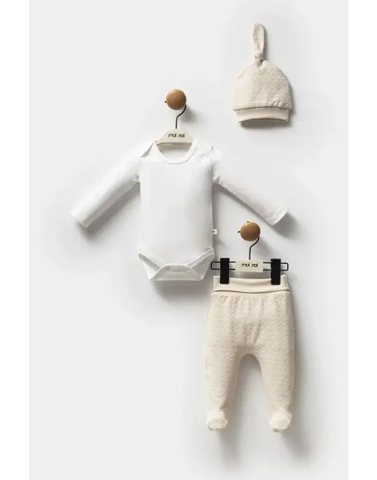 Moi Noi Şapkalı Badi Pantolon Takım MNB5314 Bej