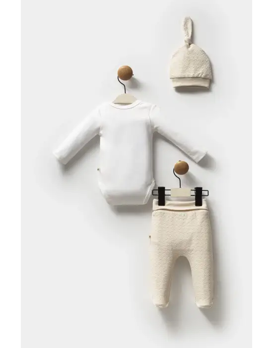 Moi Noi Şapkalı Badi Pantolon Takım MNB5314 Bej