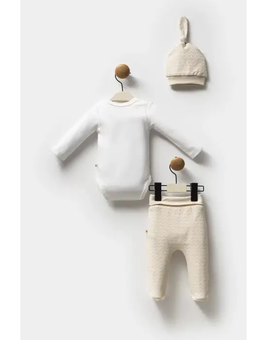 Moi Noi Şapkalı Badi Pantolon Takım Mnb5314 Bej