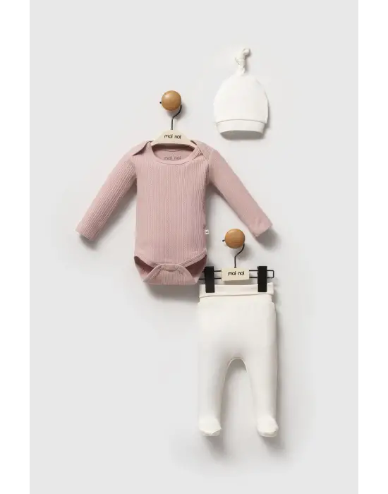 Moi Noi Şapkalı Badi Pantolon Takım MNB5346 Mürdüm